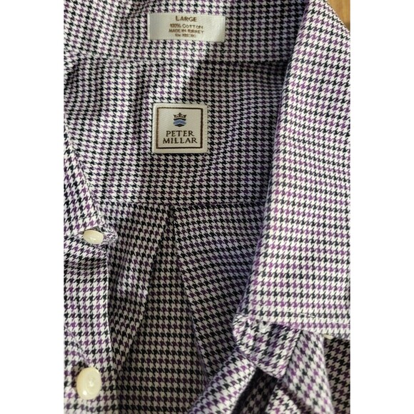 Peter Millar Casual Long Sleeve Size Large Men's Pattern Houndstooth - Picture 3 of 13